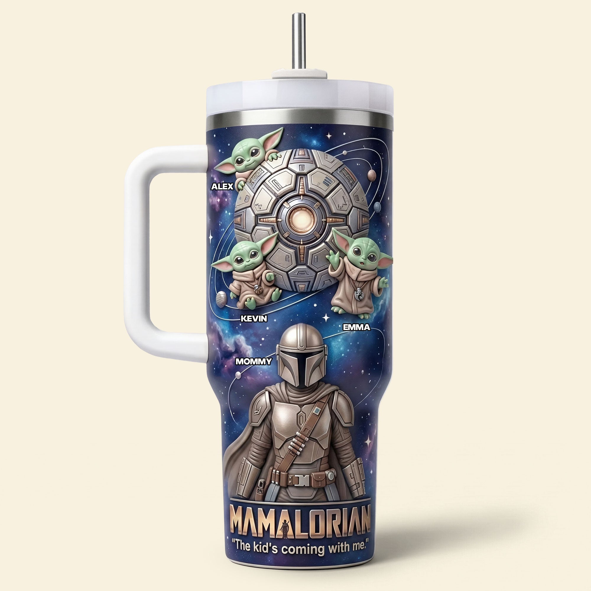 Personalized Mamalorian Tumbler with Handle for Mom | Movie Fans Gift