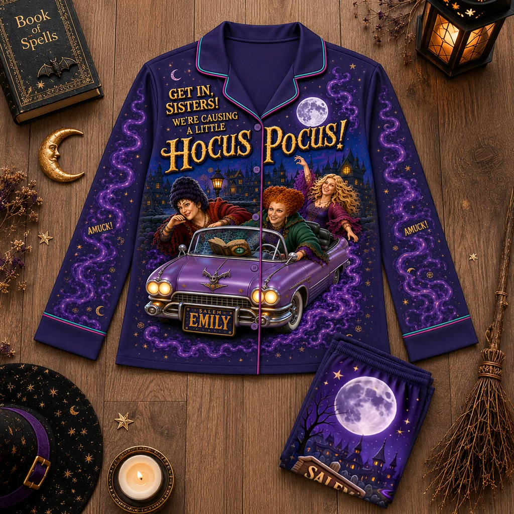 Custom Name Hocus Pocus Pajama Set for Her Halloween Gift Pajama Set GradoCreations