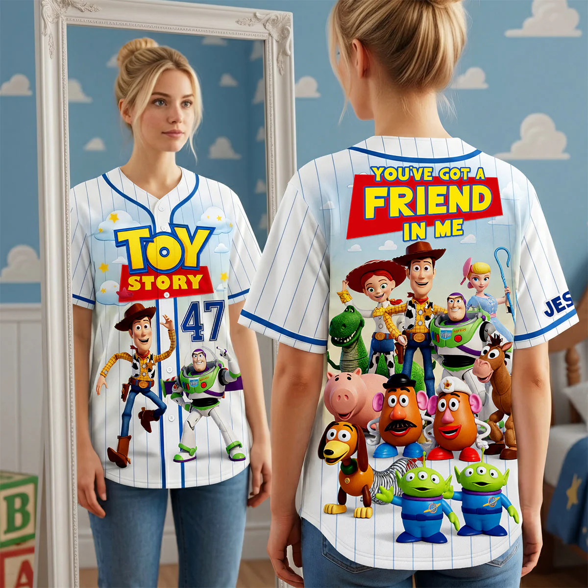Personalized Toy Story Baseball Jersey Custom Name for Kids & Adults