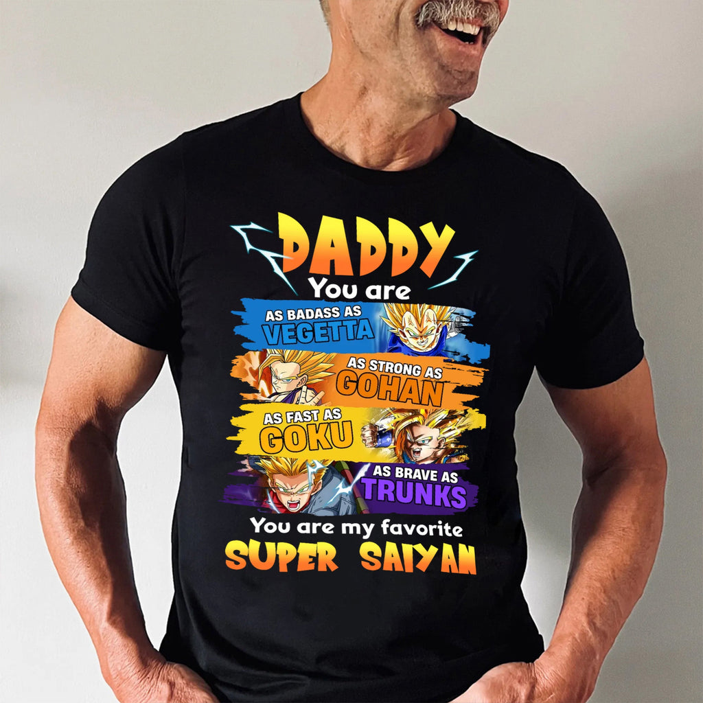 Personalized Super Saiyan Dad Shirt Custom Name Gift for Father's Day Cotton Apparel GradoCreations
