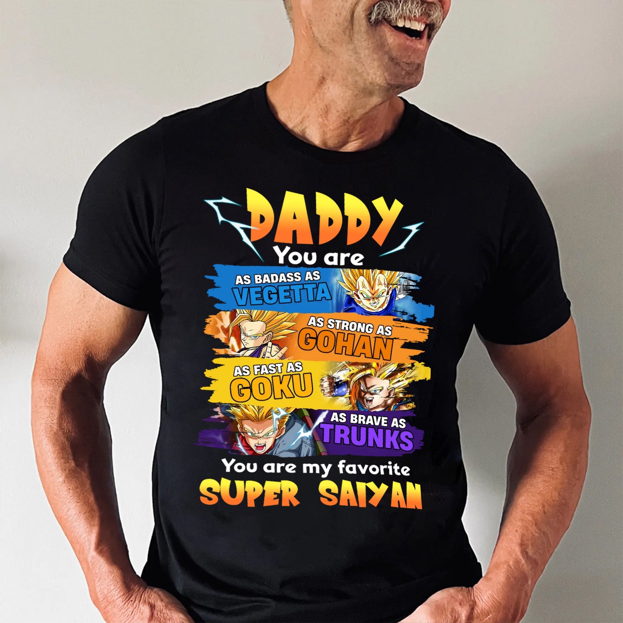 Personalized Super Saiyan Dad Shirt Custom Name Gift for Father's Day Cotton Apparel GradoCreations
