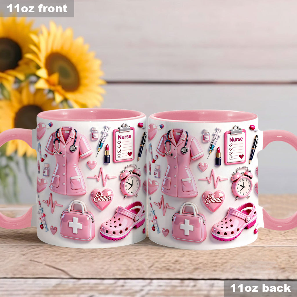 Personalized Nurse Life Mug with Cute Pink Design Gift for Nurse