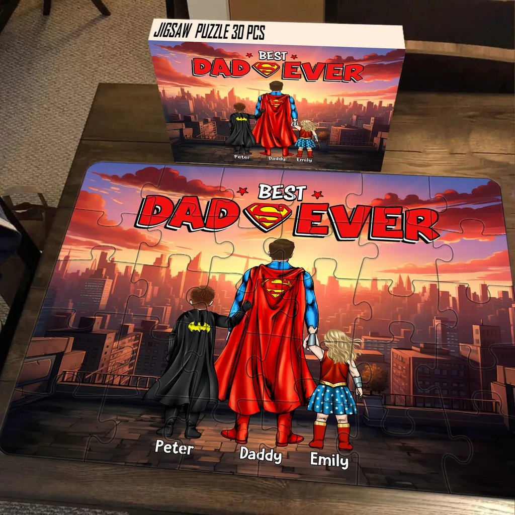 Personalized Best Dad Ever Puzzle Custom Name Gift for Dad Puzzle GradoCreations