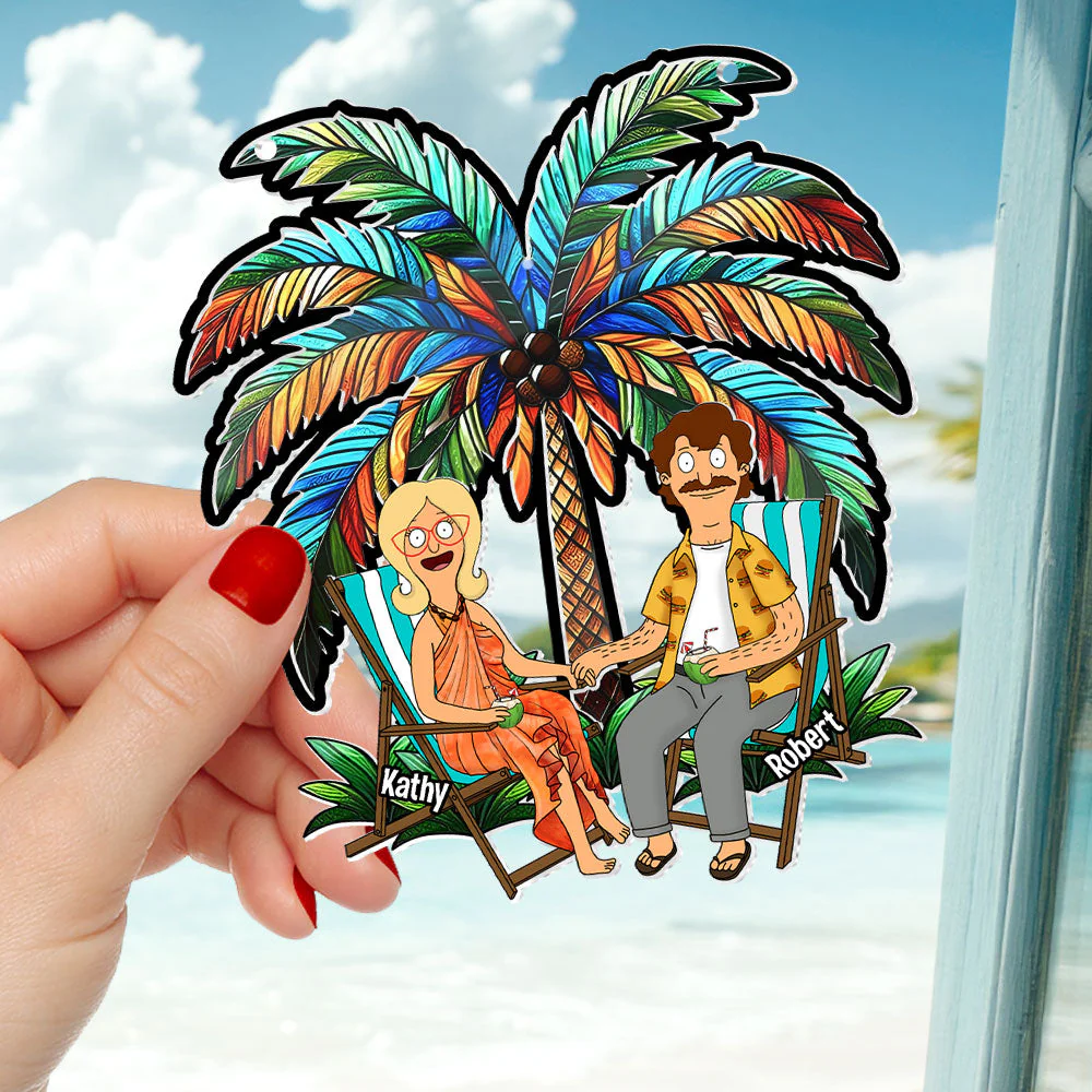 Personalized Burger Couple Suncatcher Ornament Gift for Him & Her
