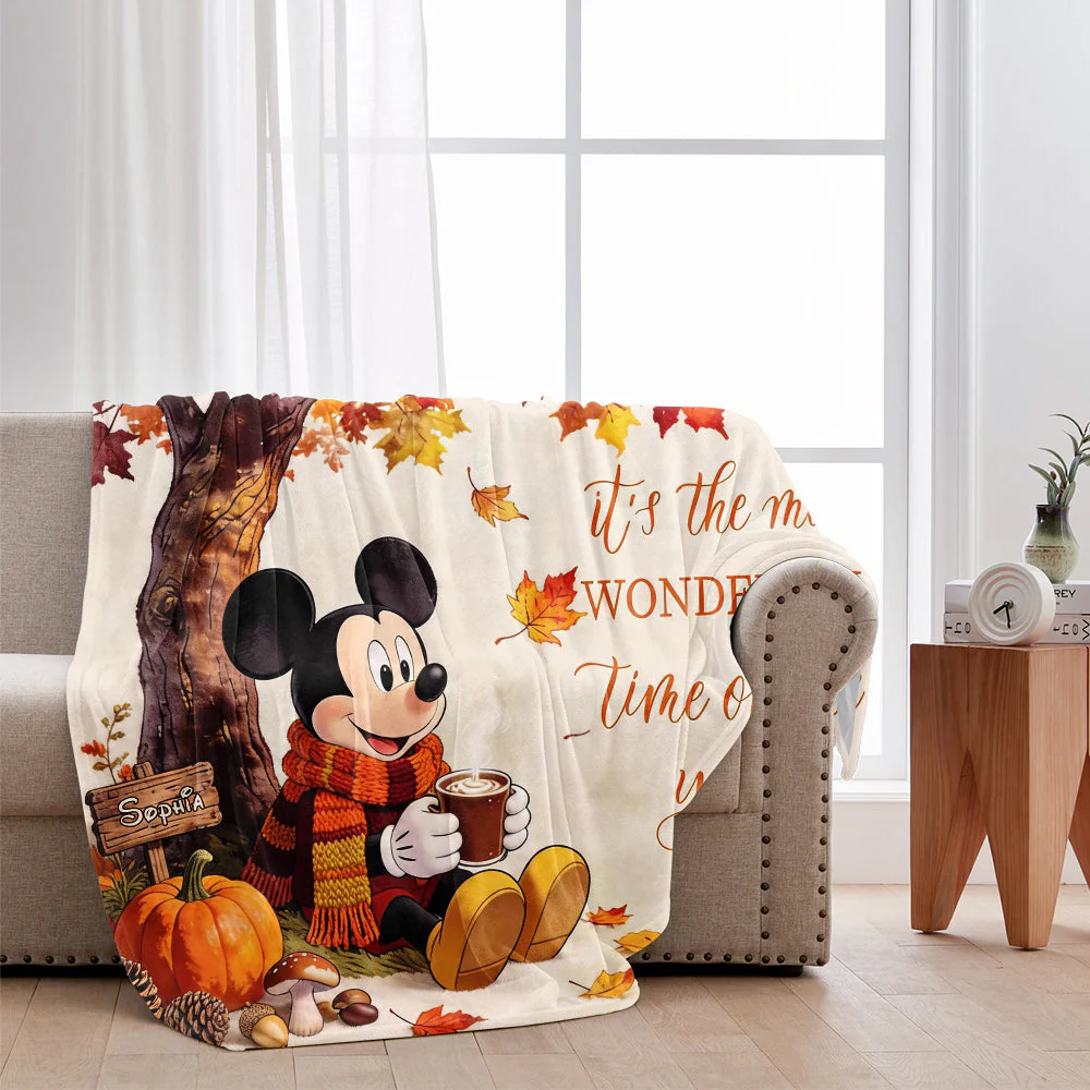 Personalized Fall Themed Blanket Custom Name Cozy Gift Blanket GradoCreations