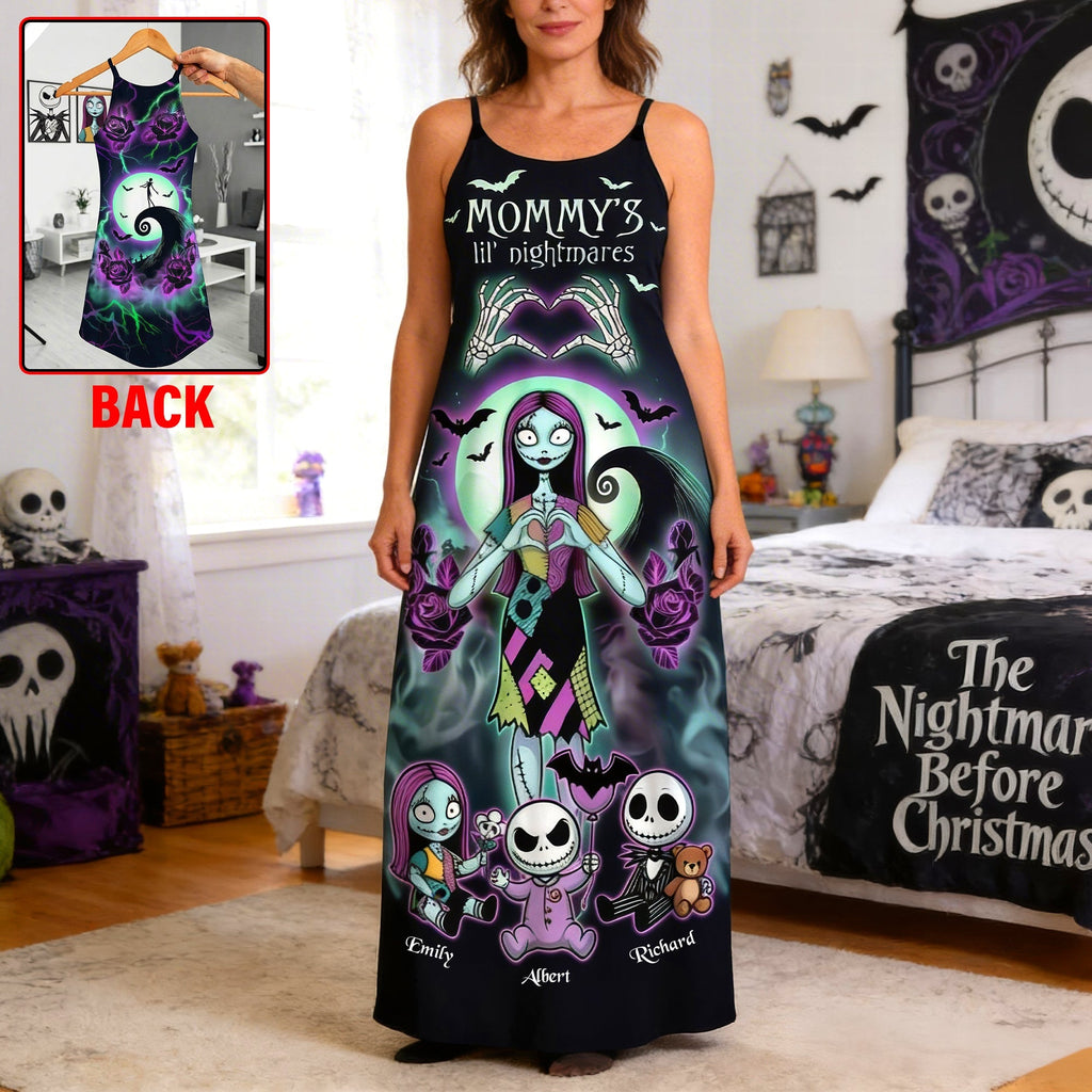 Personalized Spooky Maxi Dress for Mom with Custom Names | Gift for Movie Fans