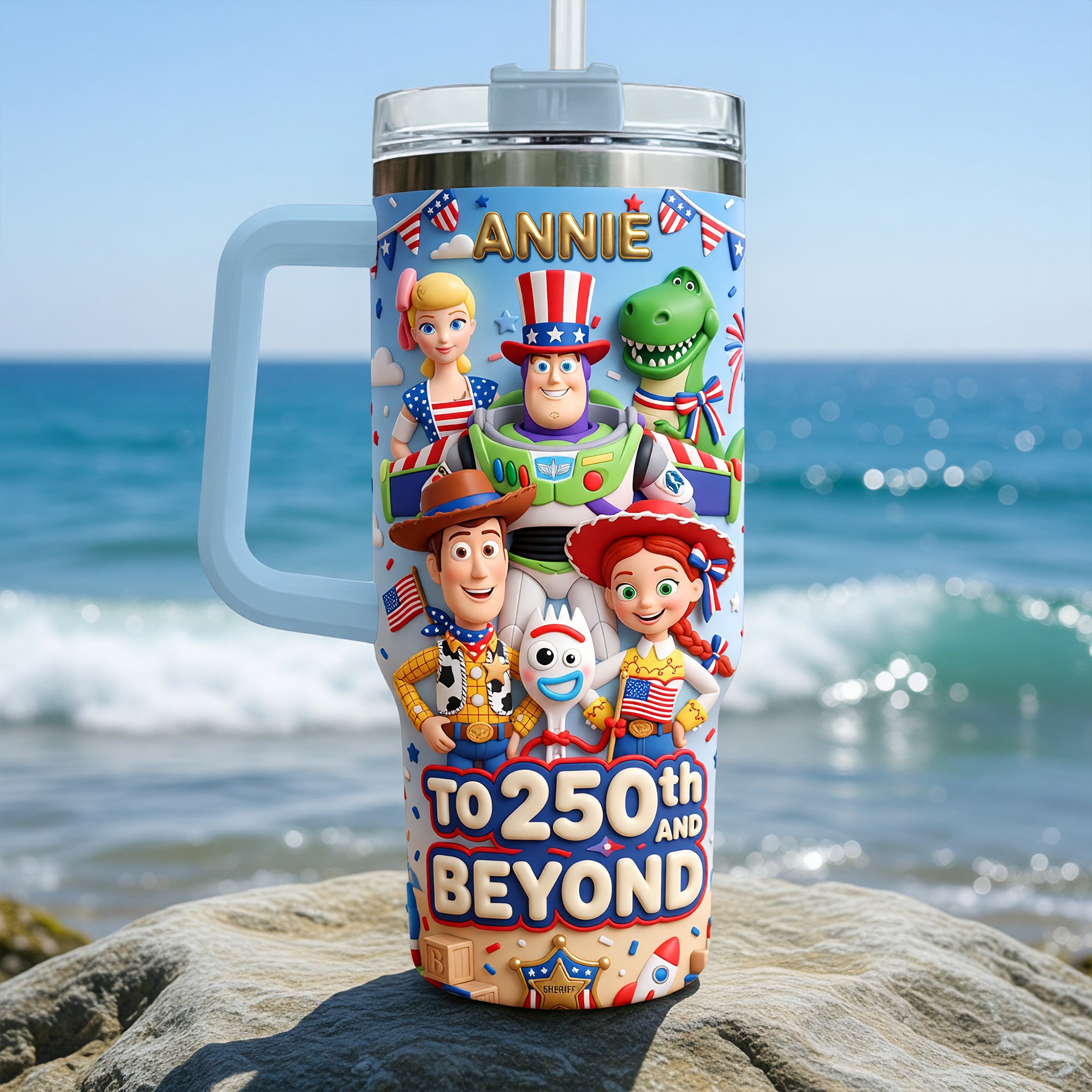 Personalized 40 oz Tumbler with Handle for Movie Fans - Custom Name Gift