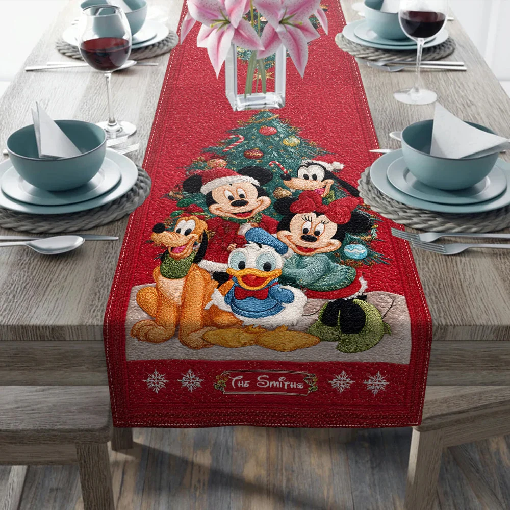 Personalized Christmas Quilt Table Runner Custom Family Name Holiday Decor Quilt Table Runner GradoCreations