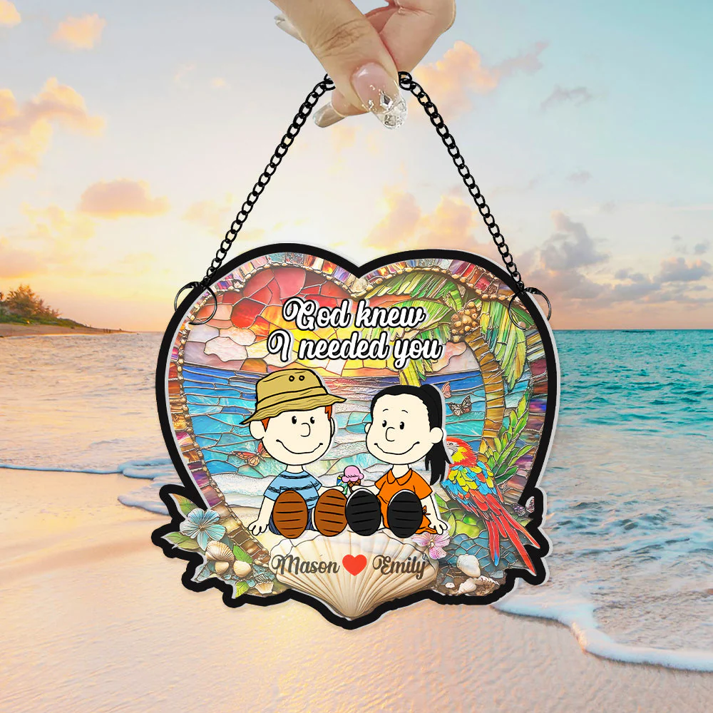 Personalized Glass Suncatcher Ornament Gift for Couple