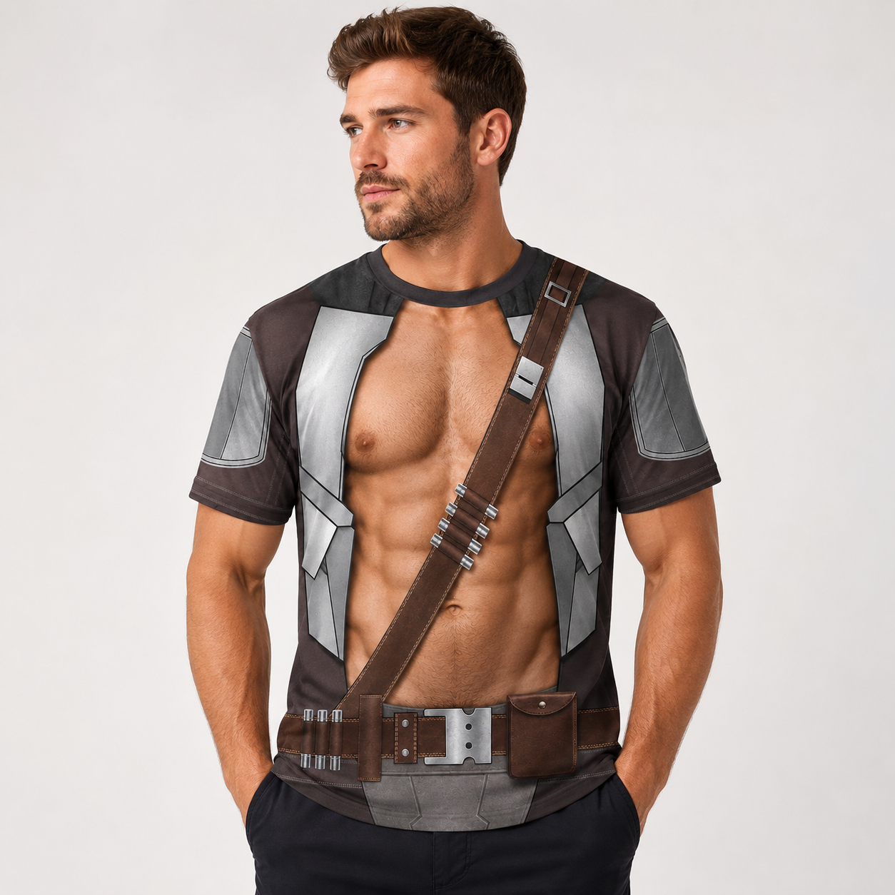 Personalized Funny Galaxy Warrior Costume Shirt for Him, Dad, Husband AOP Tshirt GradoCreations