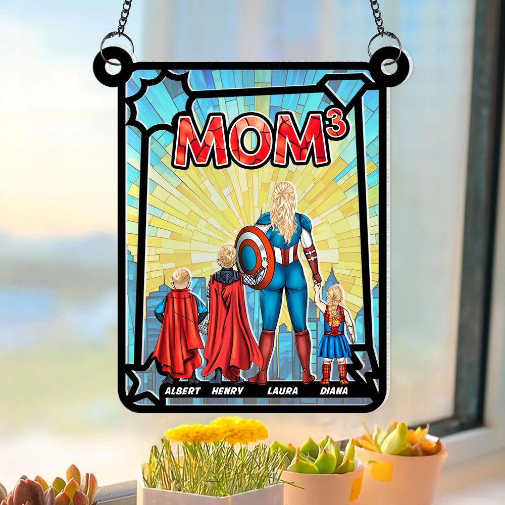 Personalized Suncatcher Supermom & Little Heroes for Mom