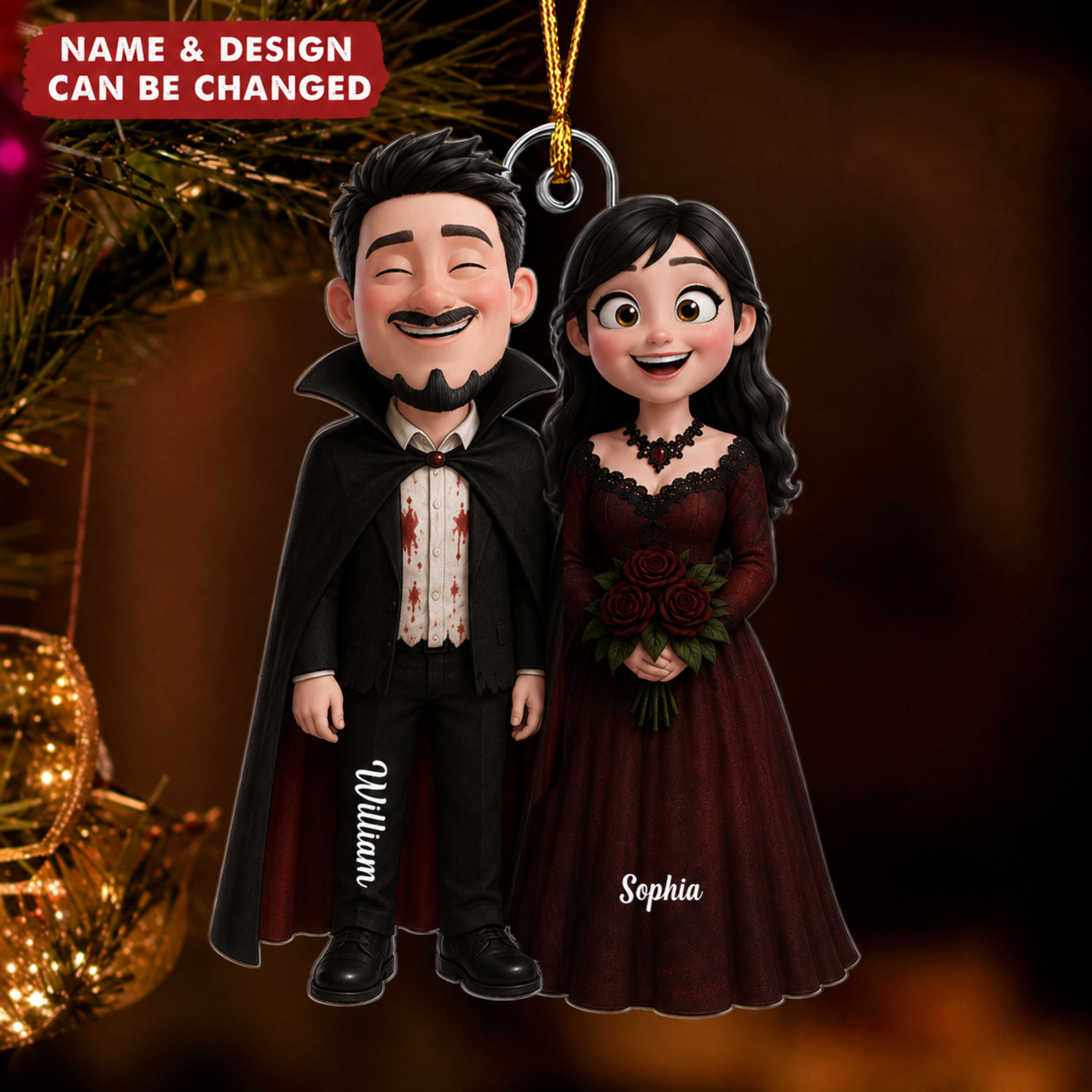 Personalized Halloween Acrylic Ornament for Couples - Unique Keepsake Gift Ornament GradoCreations