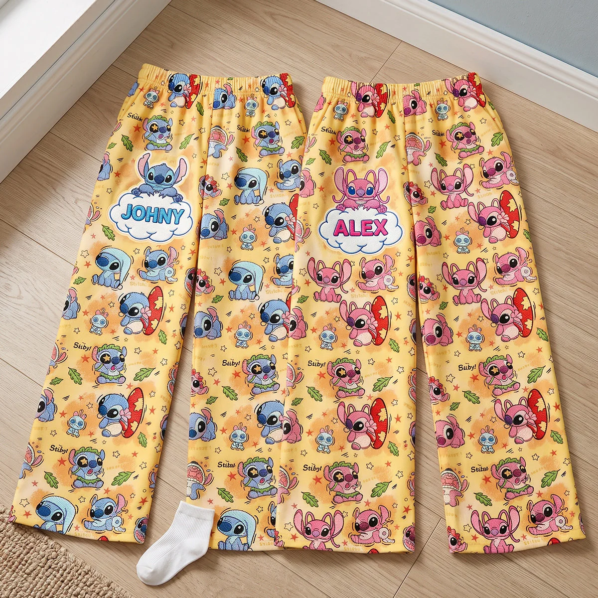 Personalized Pajama Pants for Couples Custom Name Gift AOP Sweatpants GradoCreations
