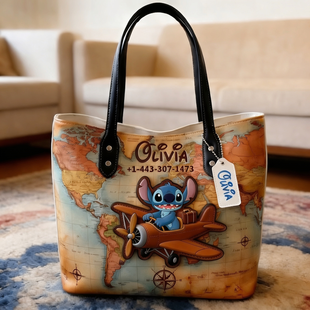 Personalized Winnie the Pooh Travel Tote Bag with Name - Gift for Movie Fans