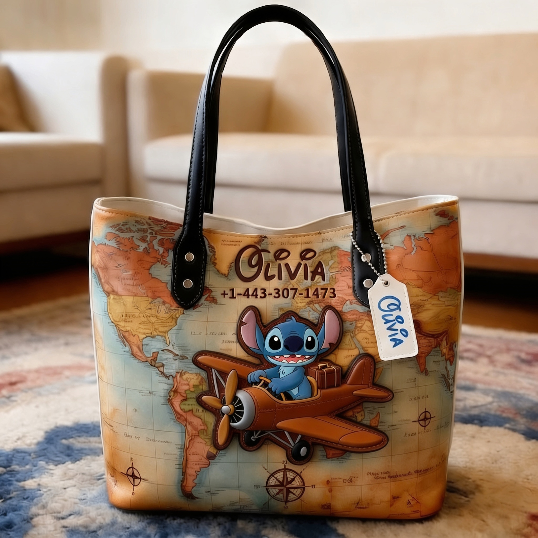 Personalized Winnie the Pooh Travel Tote Bag with Name - Gift for Movie Fans