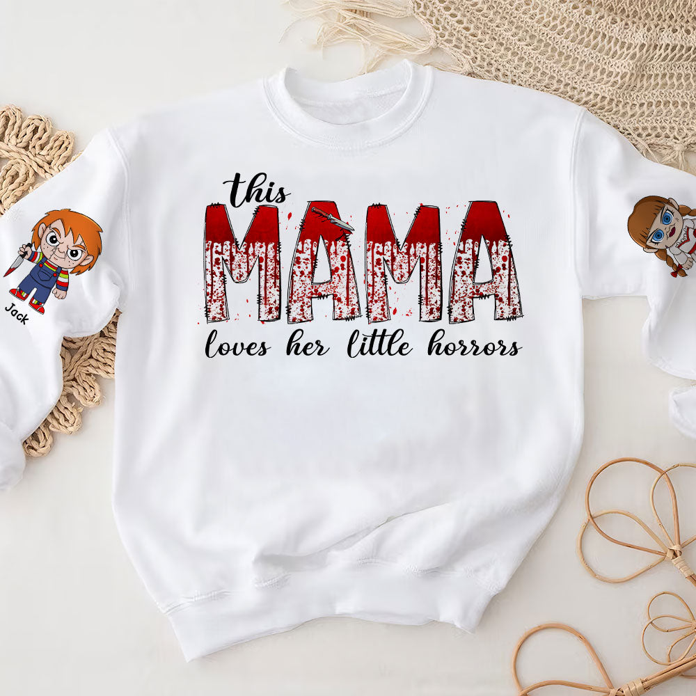 Personalized Mama and Kids Name Sweatshirt Halloween Gift for Mom