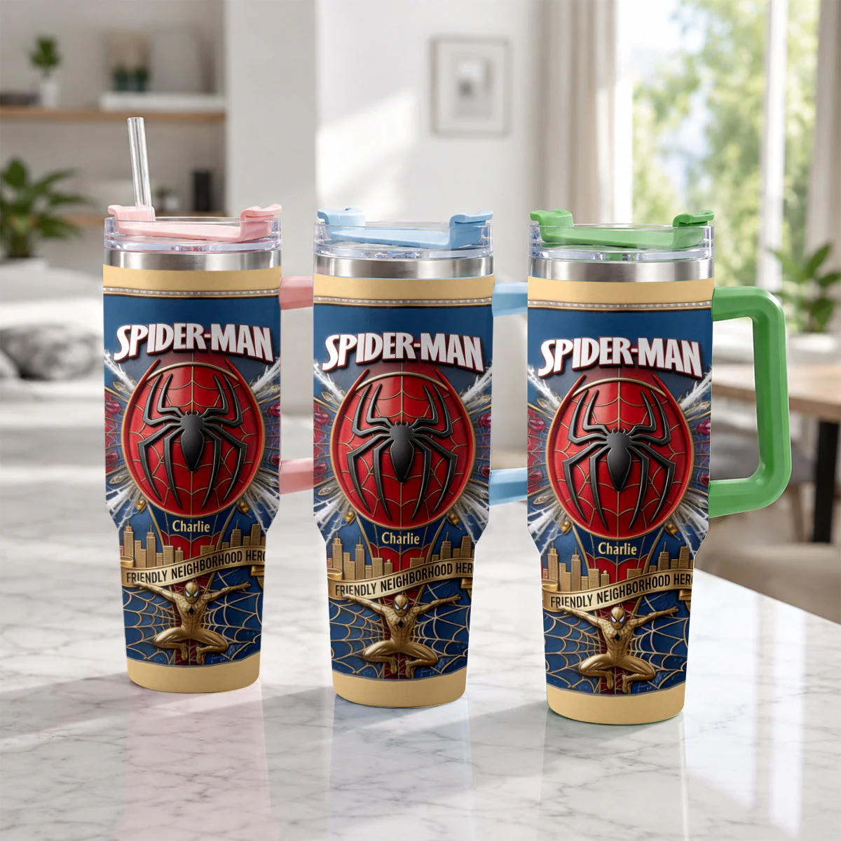 Personalized Spider-Man Tumbler with Straw Custom Name Gift for Kids Tumbler GradoCreations