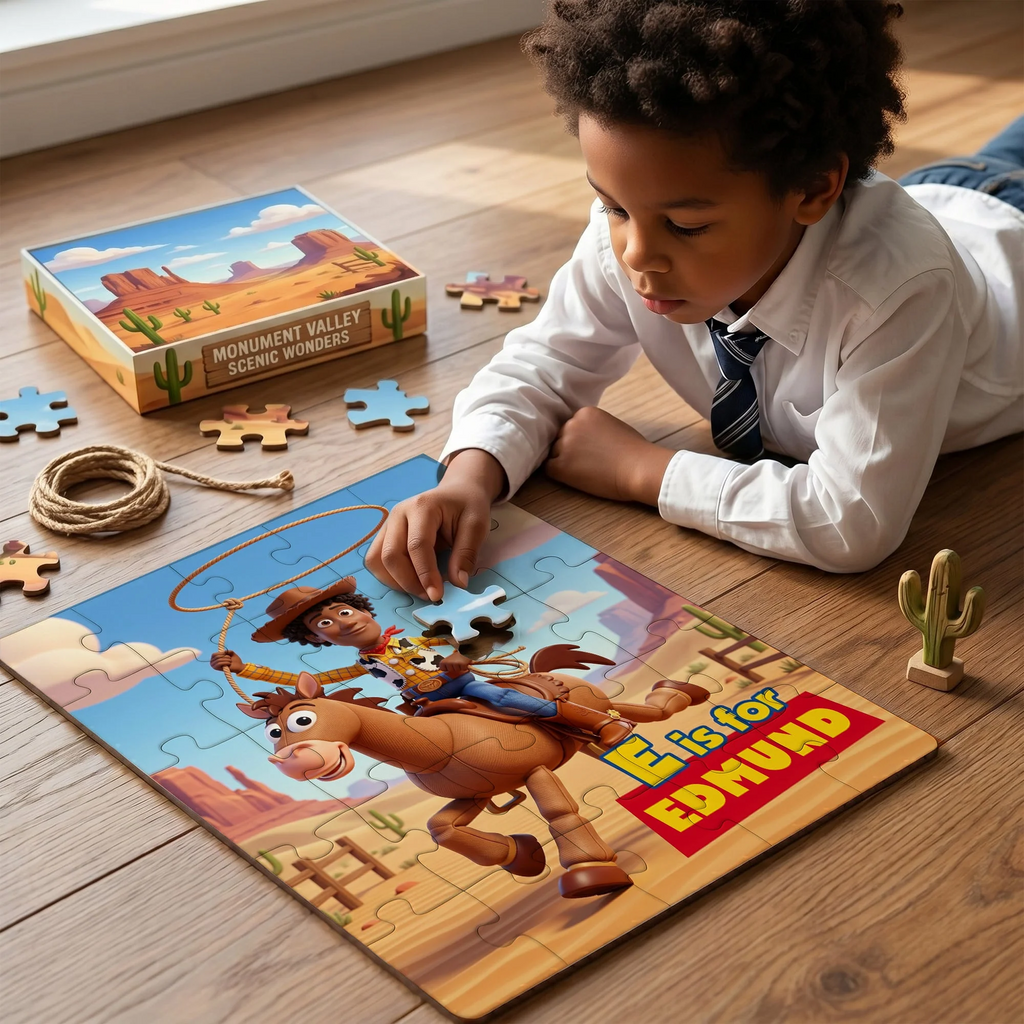 Personalized Cowboy Photo Puzzle Custom Name Toy Gift for Kids