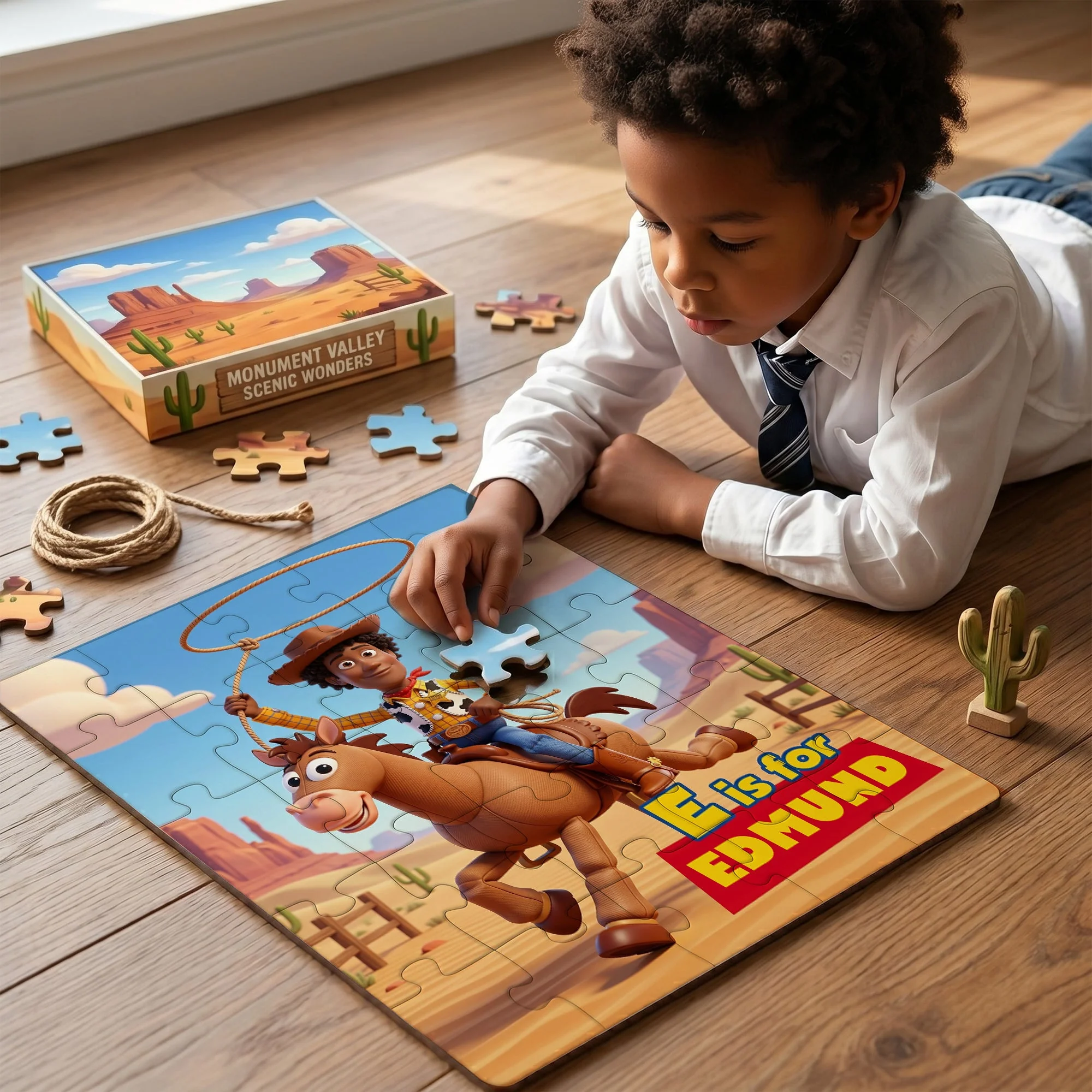 Personalized Cowboy Photo Puzzle Custom Name Toy Gift for Kids