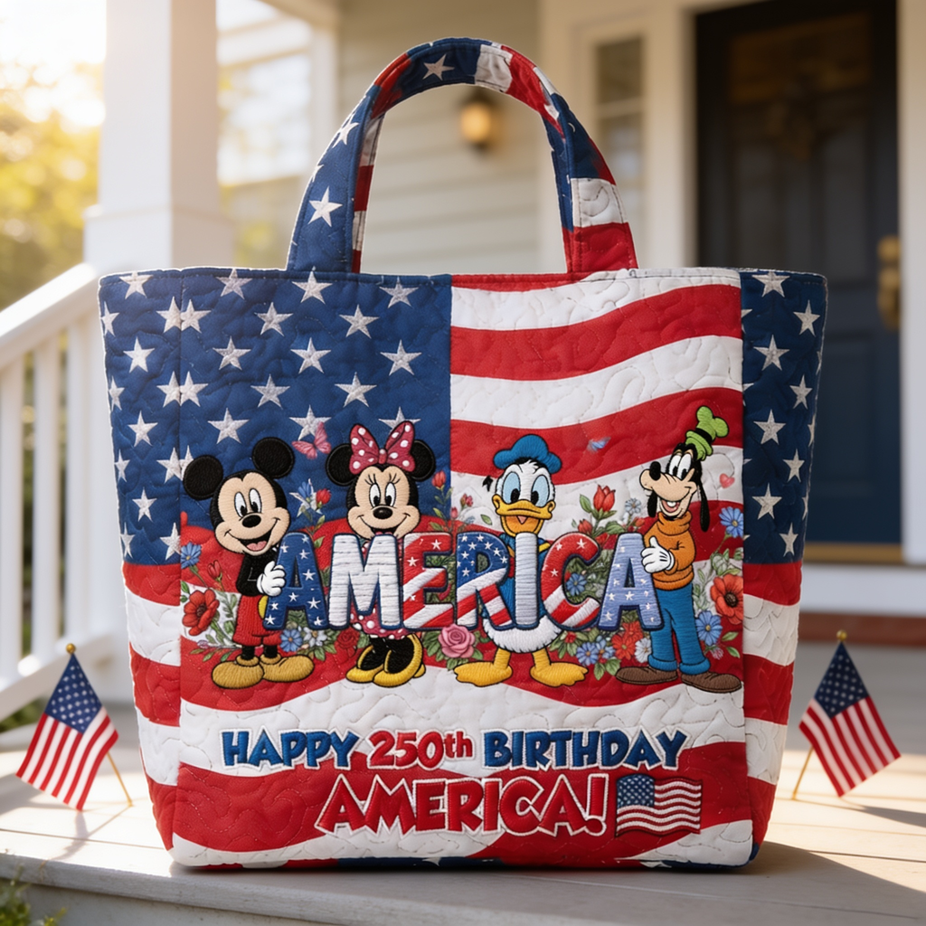 Personalized Quilted Tote Bag for Independence Day Gift - Magical Mouse Design