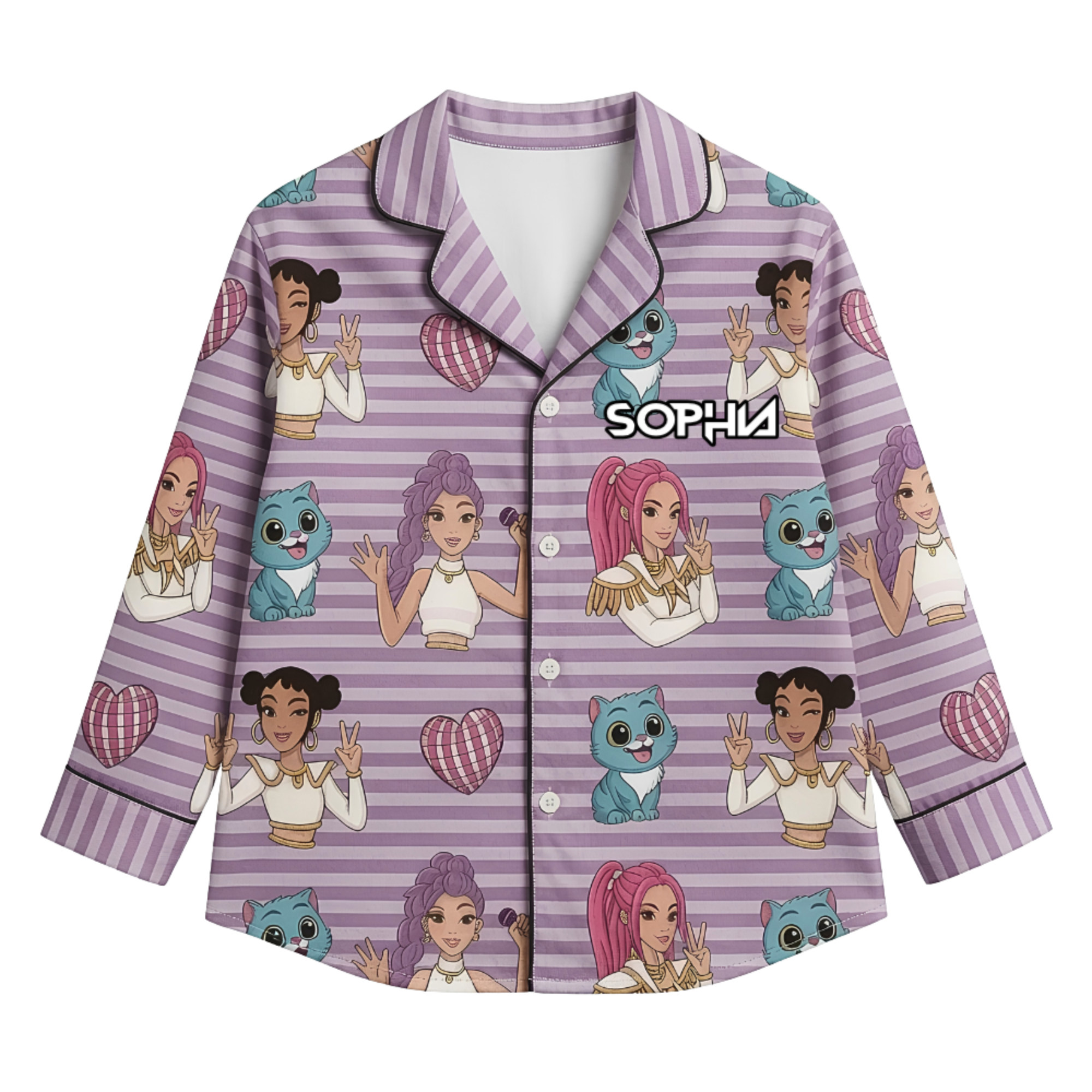 Personalized Fantasy Girl Pajama Set Custom Name for Kids Pajama Set GradoCreations