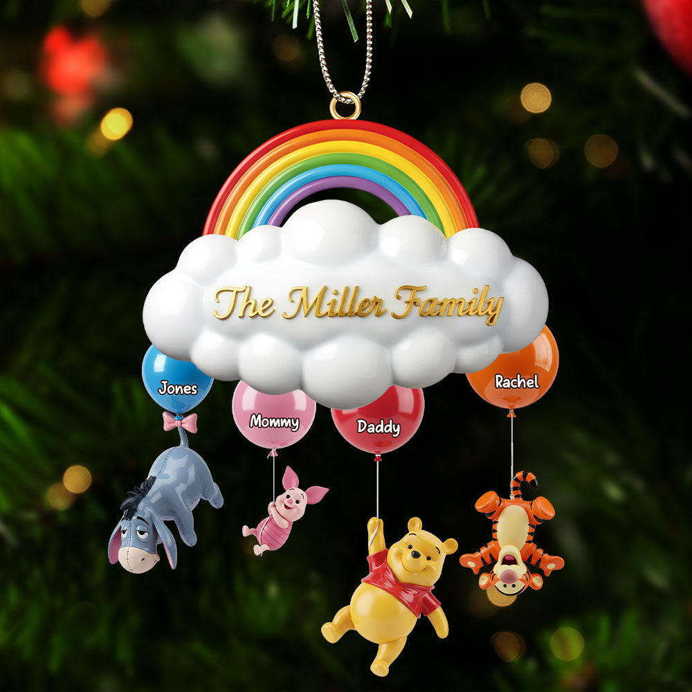 Personalized Family Acrylic Ornament with Rainbow Design for Christmas Ornament GradoCreations
