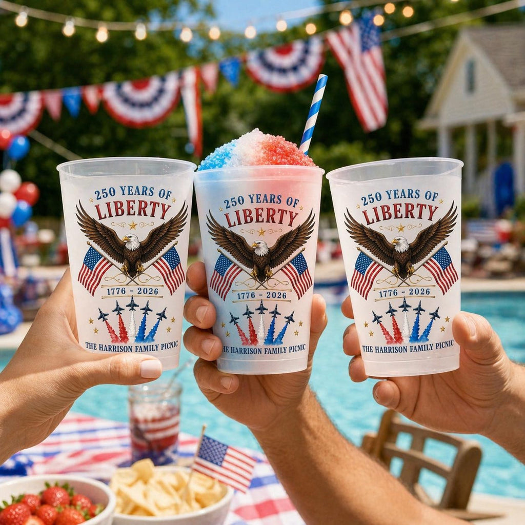 Personalized Frosted Cups America Flag Eagle Gift for Family