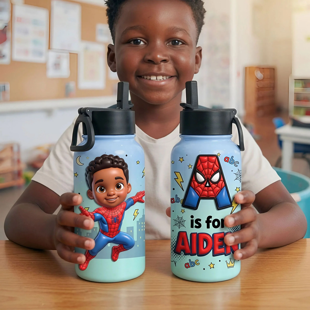 Personalized Kids Stainless Steel Water Bottle Custom Photo Gift Kid Water Bottle GradoCreations