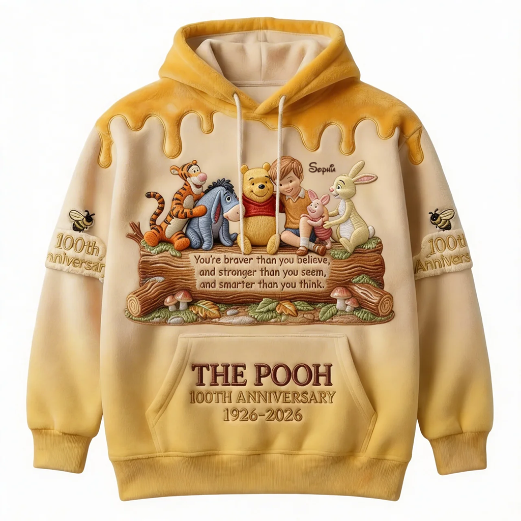 Personalized 100th Anniversary Pooh All Over Shirt for Movie Fans