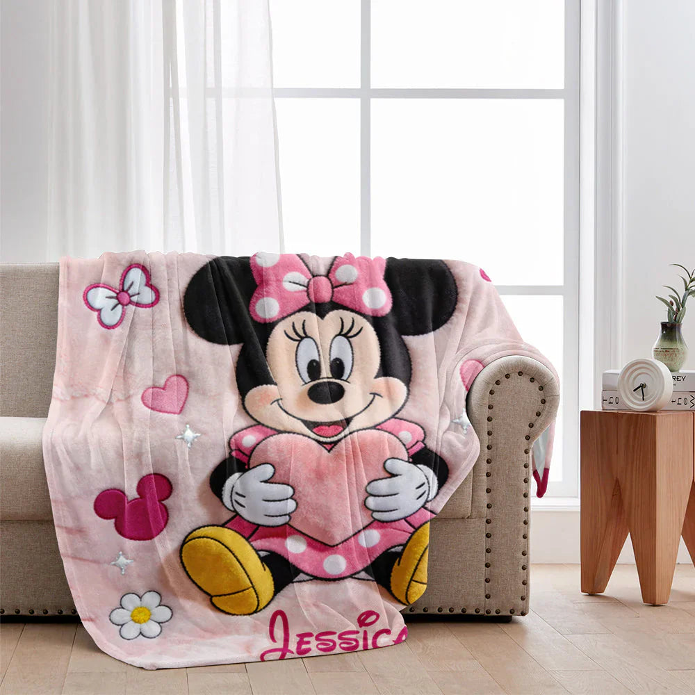 Personalized Minnie Mouse Blanket for Kids Custom Name Gift Blanket GradoCreations