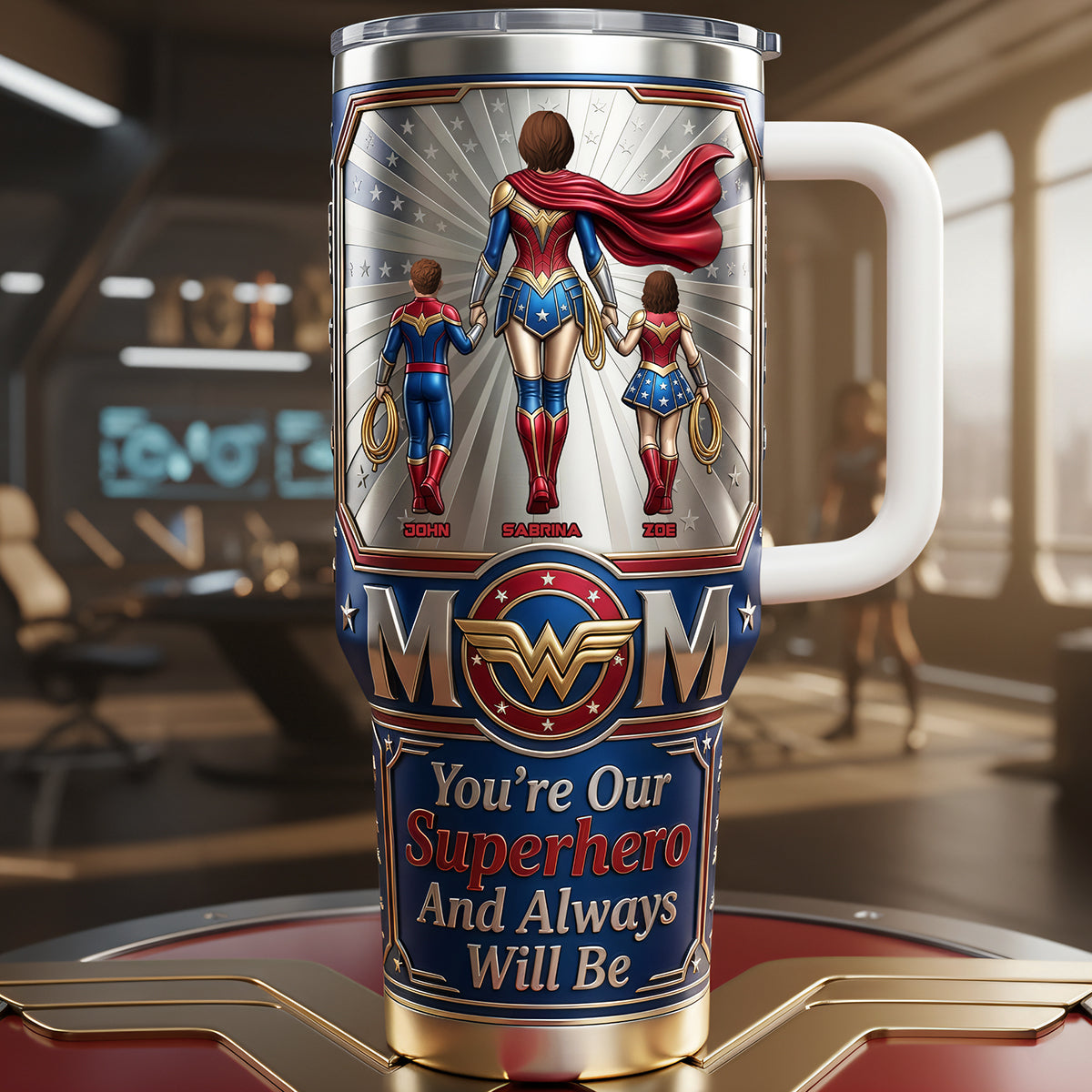 Personalized Superhero Mom Tumbler Custom Family Gift Tumbler GradoCreations