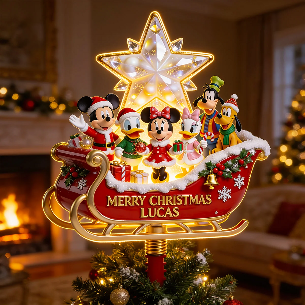 Personalized LED Light Tree Topper with Mickey Mouse for Christmas Gift LED Light Tree GradoCreations