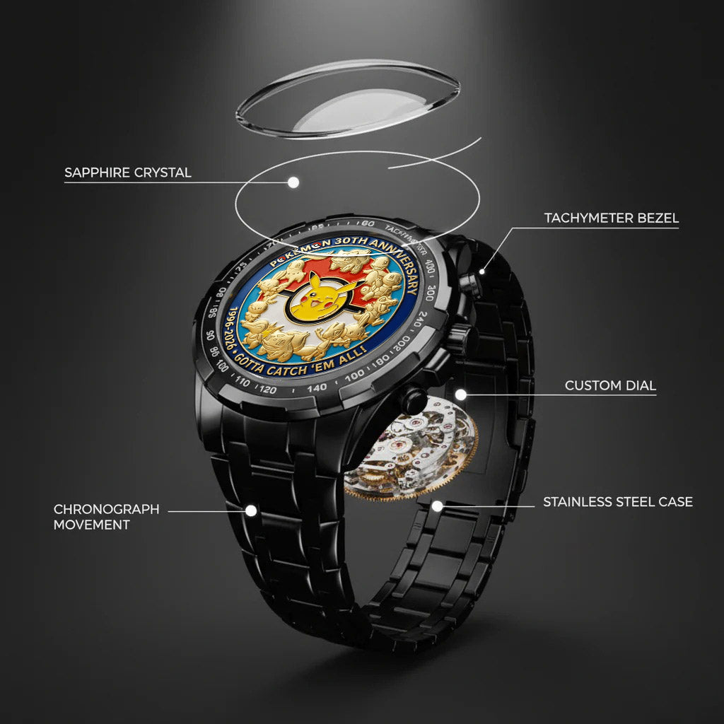 Personalized Pokémon 30th Anniversary Hand Watch Gift for Movie Fans