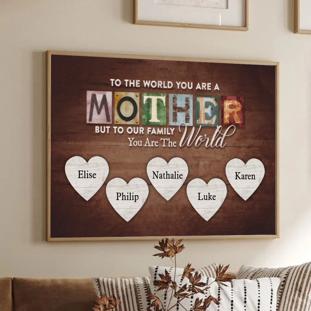Personalized Mother Canvas Art Custom Name Gift for Mom, Grandma