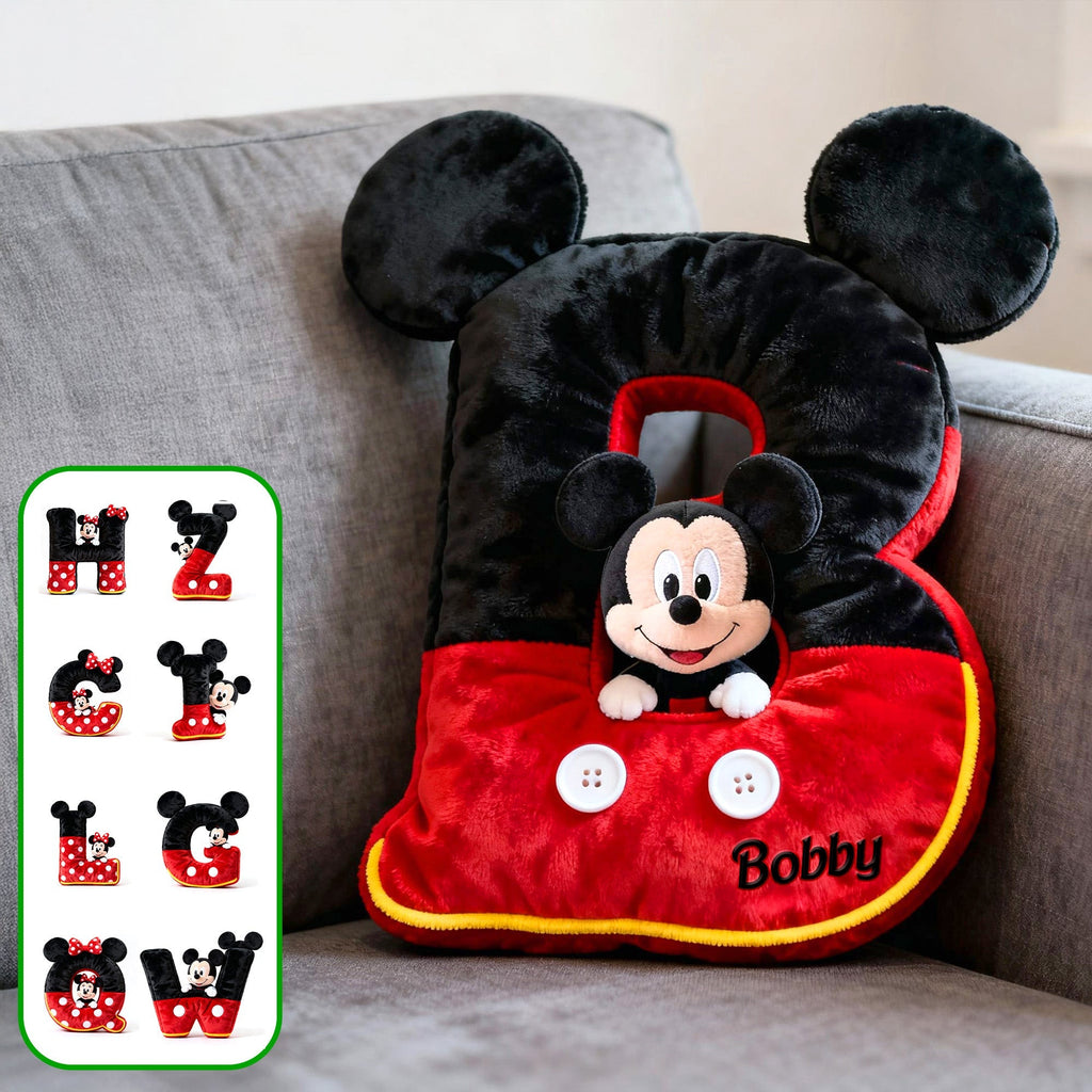 Personalized Mickey Mouse Shaped Pillow Custom Name Gift for Kids Pillow GradoCreations