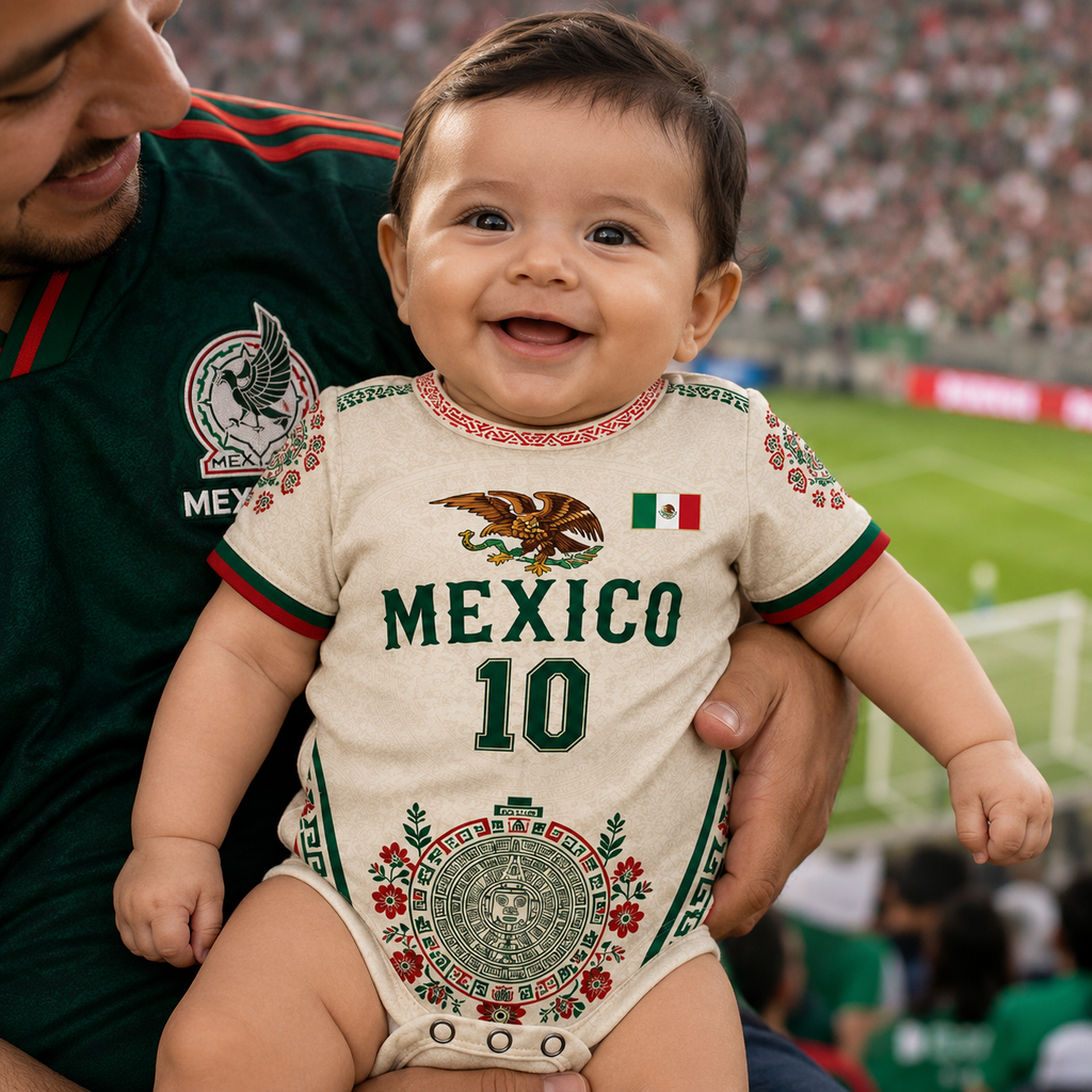 Personalized Mexico Soccer Bodysuit Cute Baby Gift for New Parents