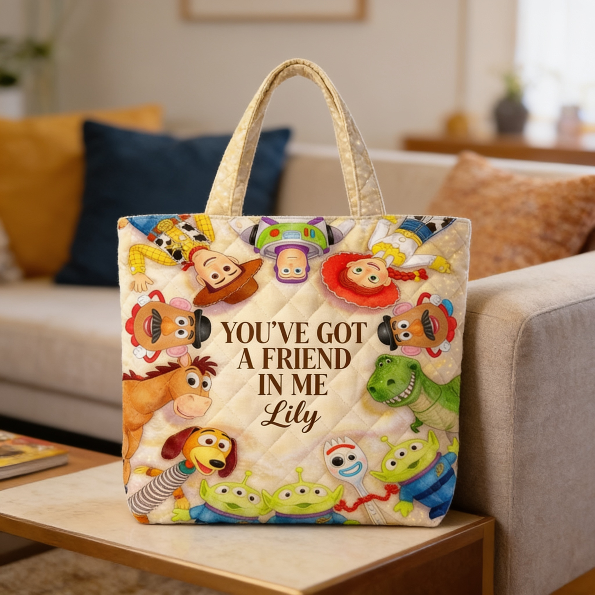 Personalized Quilted Tote Bag with Movie Theme Gift for Fans Quilted Tote Bag GradoCreations