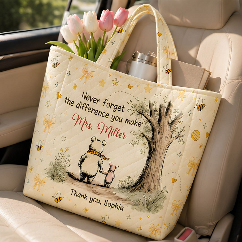 Personalized Teacher Tote Bag Honey Bear Design Gift