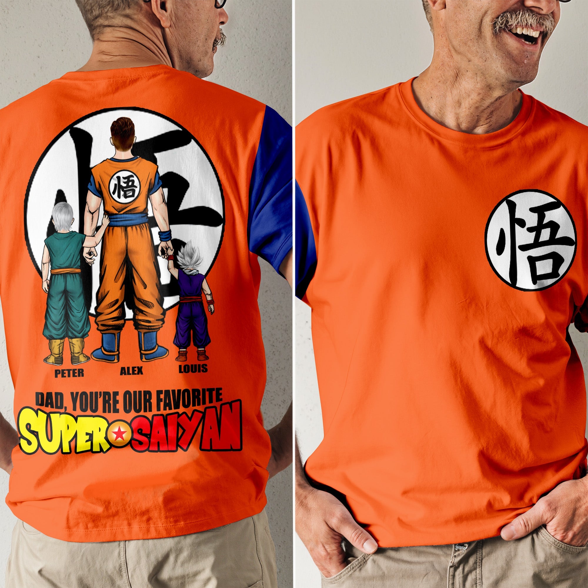 Personalized Super Saiyan 3D T-Shirt Gift for Dad or Grandpa