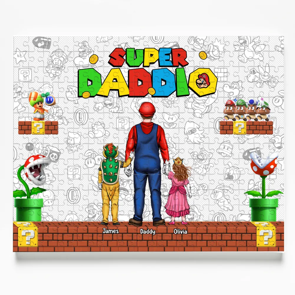 Personalized Super Daddio Puzzle Custom Name Gift for Dad