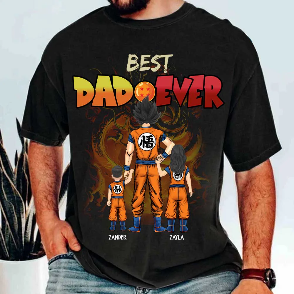 Personalized Best Dad Ever T-Shirt Custom Family Names Gift