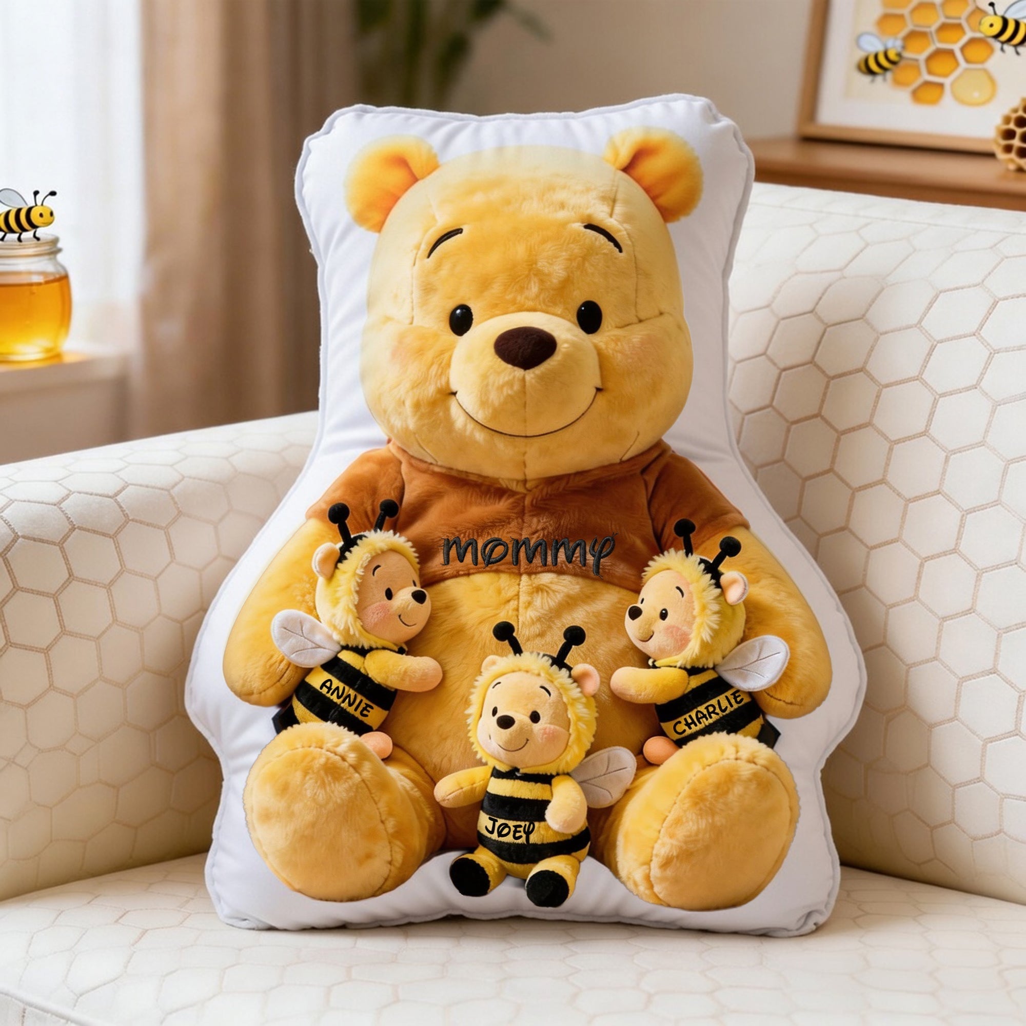 Personalized Honey Bear Pillow Custom Name Gift for Mom