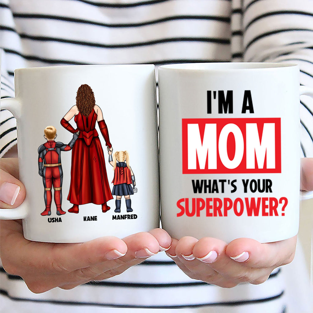 Personalized Super Mom Ceramic Mug with Custom Family Design Gift Idea for Mother's Day