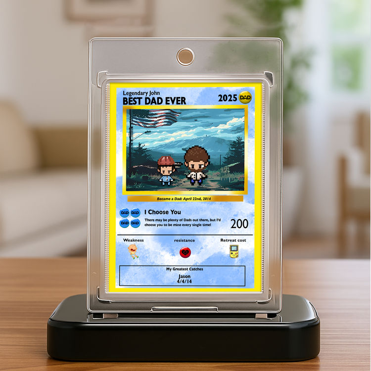 Personalized Pixel PoMo Metal Card Gift for Dad - Best Dad Ever