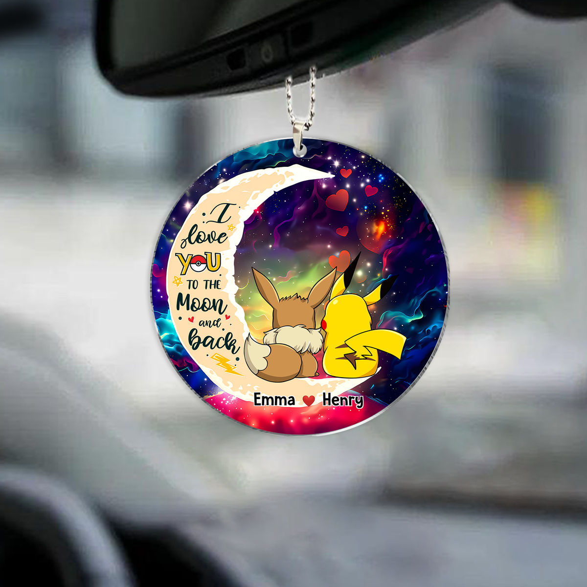 Personalized Acrylic Keychain Love You to the Moon Couples Gift