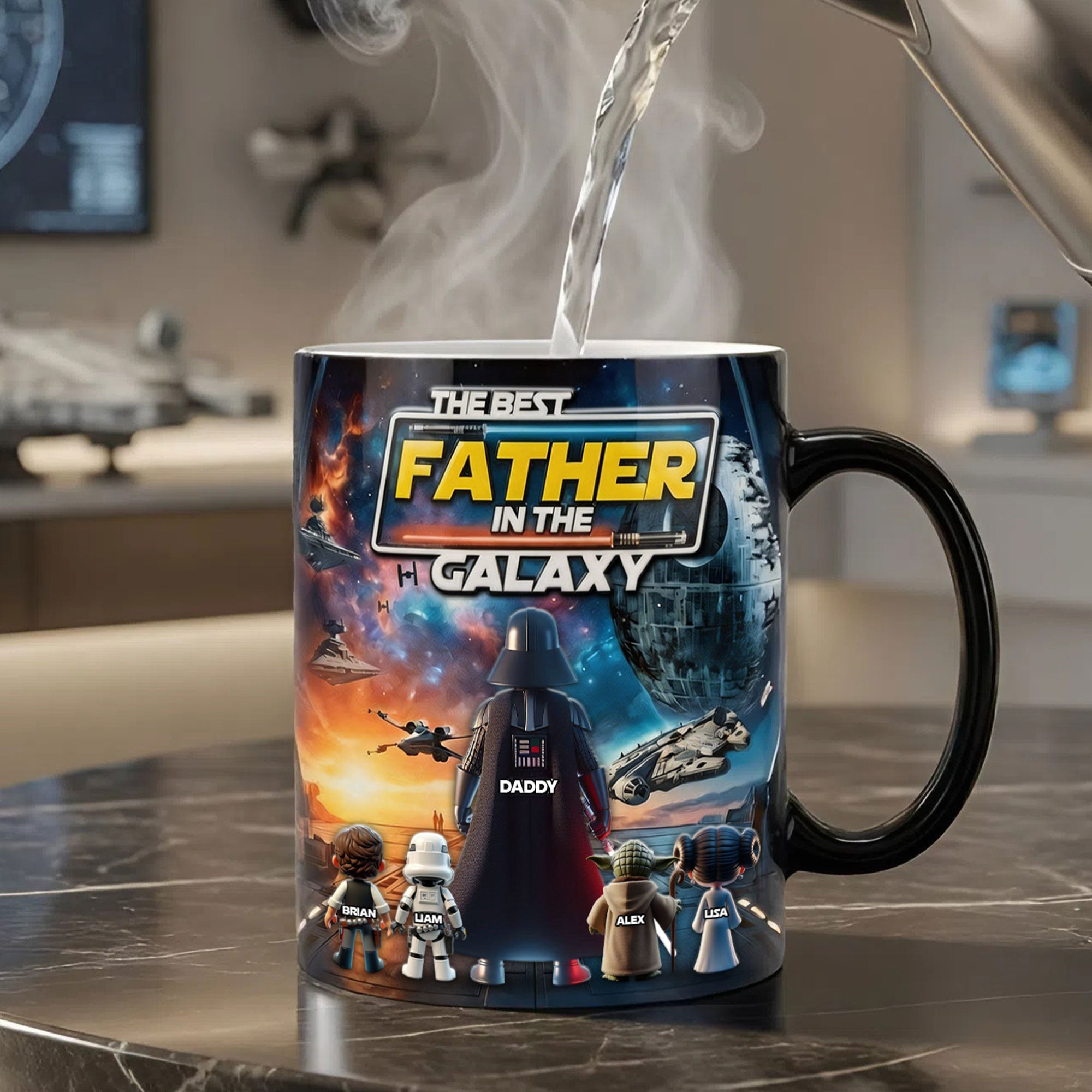 Personalized Color Changing Mug for Dad - Best Father in the Galaxy Gift