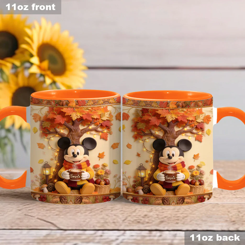 Personalized Fall Accent Mug with Mickey Mouse for Autumn Gifts Mug GradoCreations