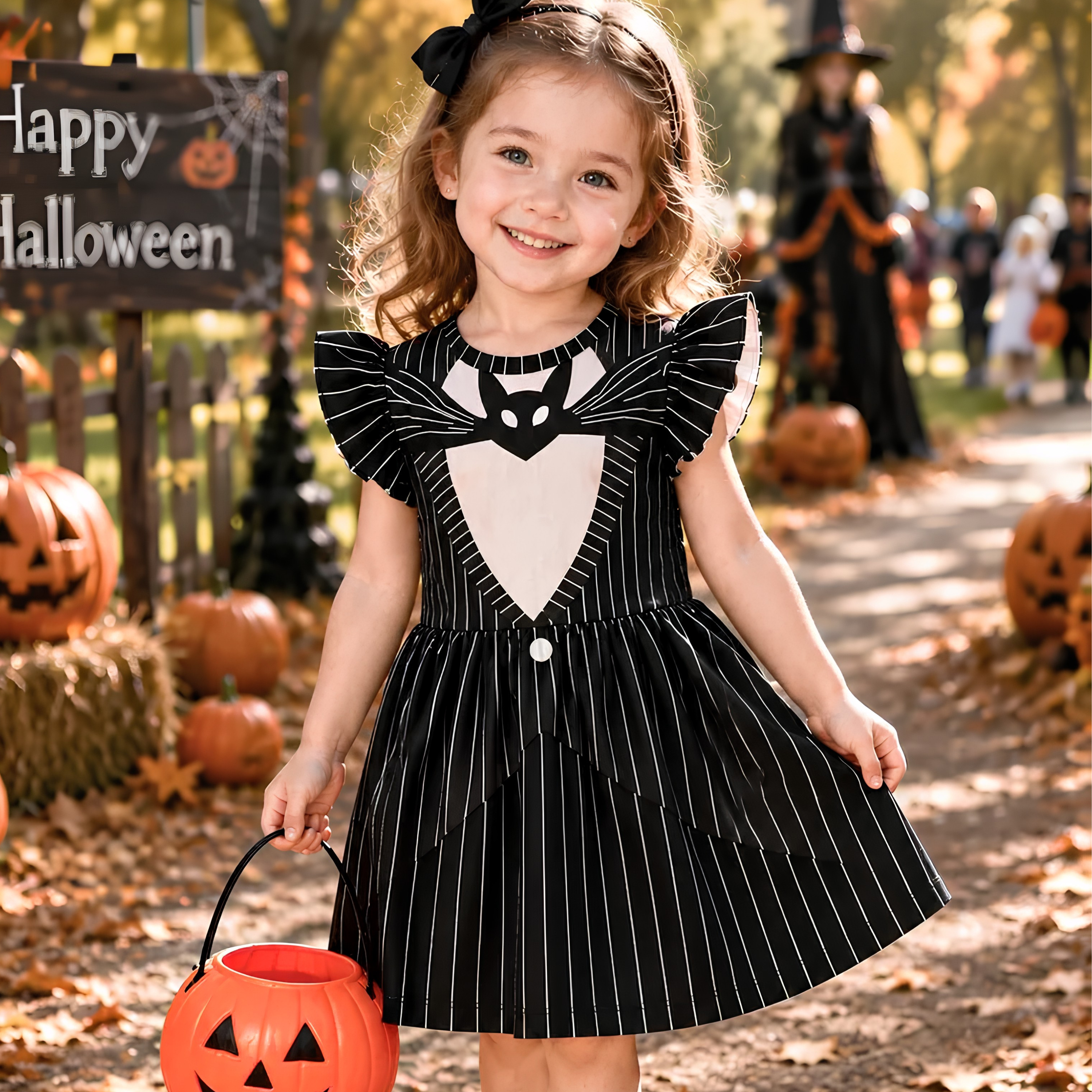Personalized Jack Skellington Costume Dress for Kids - Halloween Gift Kid Dress GradoCreations