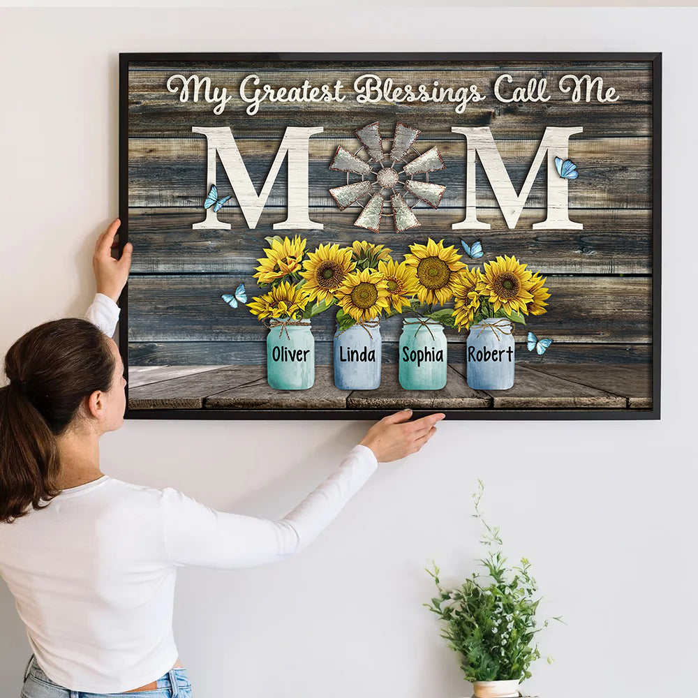 Personalized Canvas Print My Greatest Blessings Call Me Mom Gift for Mother's Day