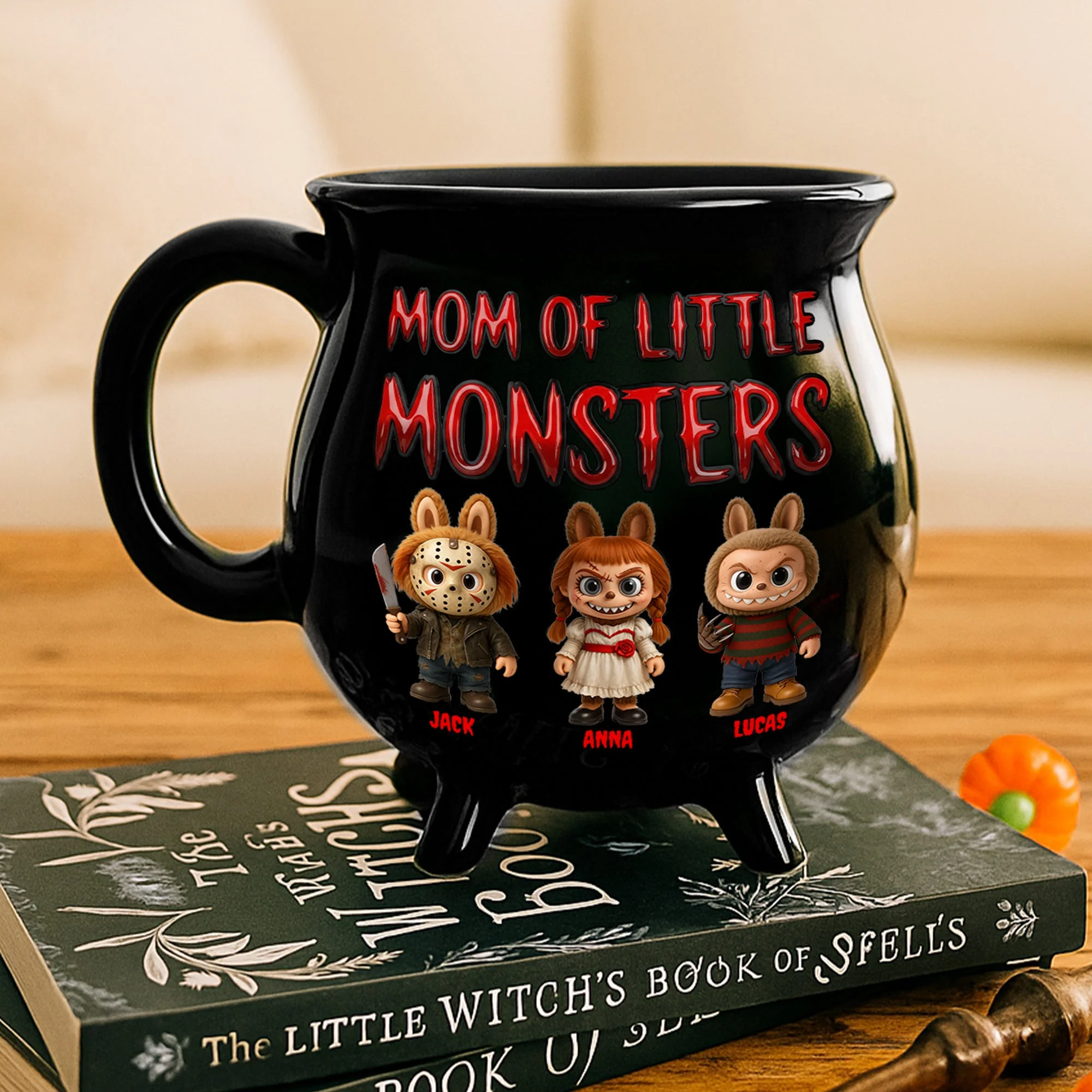 Personalized Halloween Cauldron Mug Gift for Mom - Unique Ceramic Drinkware Cauldron Coffee Mug GradoCreations